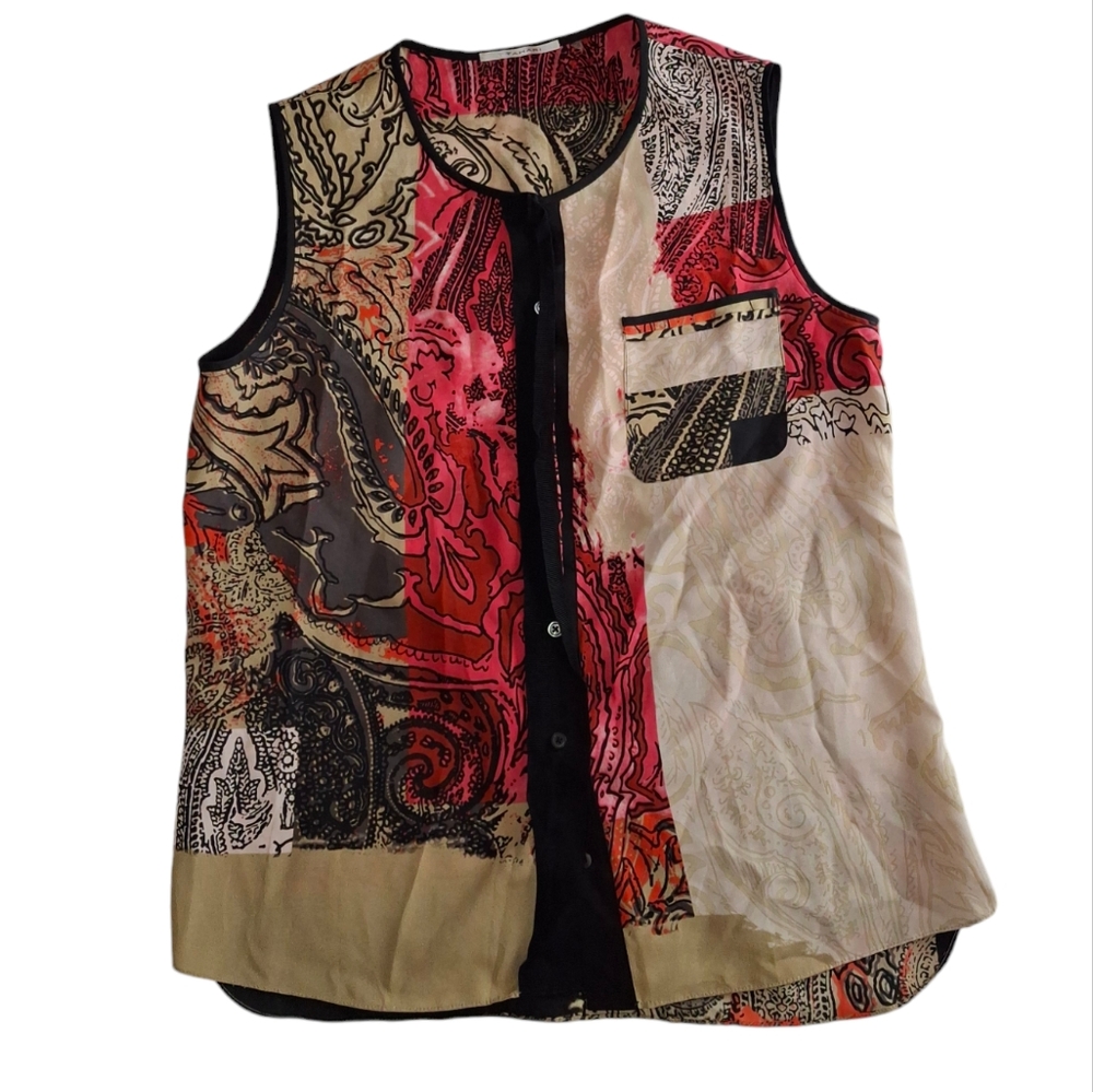 Tahari Abstract Print Sleeves Blouse C113